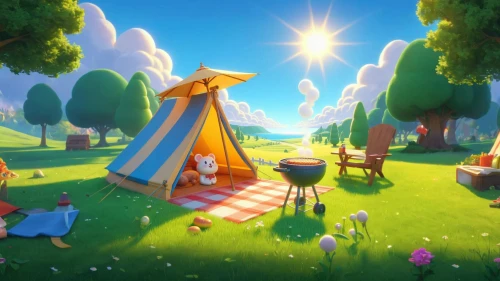 thatgamecompany,tearaway,fairy village,moomin world,picnic,fairy world,cartoon video game background,knight tent,fairyland,fairy forest,bird kingdom,townsmen,birthday banner background,children's background,sylvania,picnicking,idyllic,magi,fayre,krosby