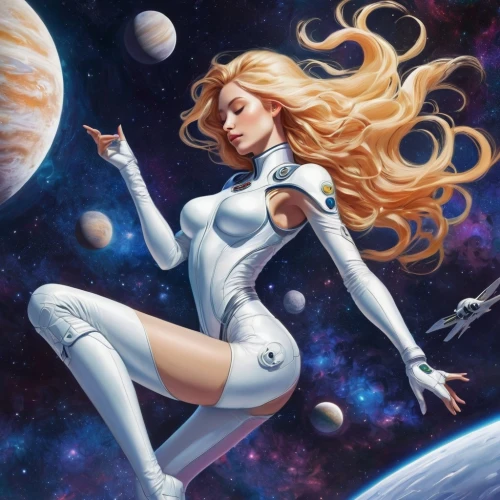 dazzler,cosmogirl,laureline,andromeda,spacesuit,space suit,spacewalking,barbarella,sci fiction illustration,spacewalker,ashtar,astronautic,space art,astronautics,allura,silver surfer,heliosphere,stellar,space walk,spacesuits,Conceptual Art,Sci-Fi,Sci-Fi 05