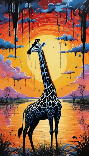 giraffa,serengeti,two giraffes,giraffes,giraffe,melman,kemelman,zambezian,glass painting,safari,tingatinga,khokhloma painting,kalahari,african art,giraudoux,savanna,africa,whimsical animals,gazella,immelman,Conceptual Art,Graffiti Art,Graffiti Art 08