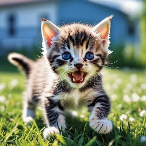 pounce,tabby kitten,cute cat,ferocious,pouncing,funny cat,feral cat,mow,wild cat,kitten,european shorthair,tabby cat,cat warrior,cats playing,cat image,breed cat,prowling,stray kitten,toxoplasma,cat on a blue background,Photography,General,Realistic