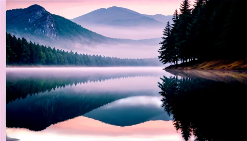 beautiful lake,calm water,mountain lake,mountainlake,nature background,calmness,alpine lake,tranquility,calm waters,purple landscape,landscape background,evening lake,forest lake,stillness,water reflection,high mountain lake,reflection in water,beautiful landscape,nature wallpaper,reflections in water,Illustration,Realistic Fantasy,Realistic Fantasy 15