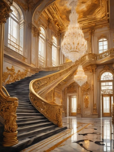 versailles,staircase,marble palace,opulence,winding staircase,opulently,grandeur,opulent,palatial,neoclassical,palladianism,baroque,peterhof palace,outside staircase,europe palace,versaille,ornate room,royal interior,circular staircase,staircases,Conceptual Art,Oil color,Oil Color 24