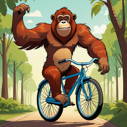 bicyclist,gorilla,biking,cycling,haramirez,orang utan,orangutan,ape,bicycling,bicicleta,orang,ciclismo,cyclist,bike,bike rider,ciclista,macaco,cycliste,bicycle,bike riding,Illustration,Children,Children 04