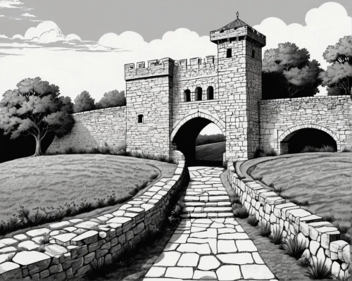 castle keep,city walls,ramparts,medieval castle,peter-pavel's fortress,knight's castle,city wall,blackgate,battlements,castle ruins,castle wall,stronghold,ruined castle,forteresse,castel,castles,gatehouses,castle,city gate,battlement,Illustration,Black and White,Black and White 33