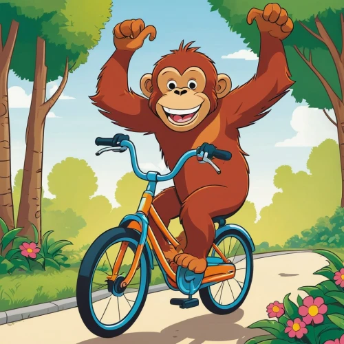 orang,monkey gang,monke,monkeying,orang utan,monkee,monkeys band,macaco,monkeywrench,monkey,the monkey,ape,singe,biking,orangutan,cycling,singes,bicycling,simian,cycliste,Illustration,Children,Children 02