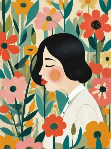 girl in flowers,floral background,japanese floral background,flower painting,japanese anemones,flower and bird illustration,flower illustrative,retro flowers,blanket of flowers,flower wall en,margueritte,flower illustration,anemones,japanese anemone,flowerbed,girl picking flowers,flowerbox,flower bed,may flowers,cartoon flowers,Illustration,Vector,Vector 08