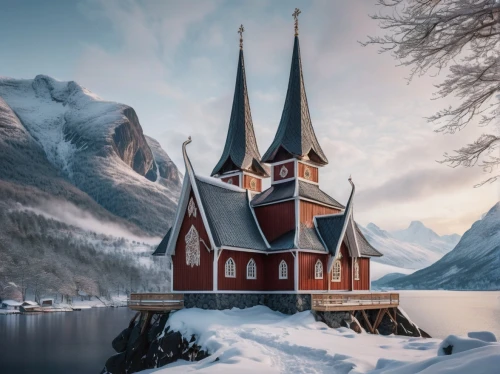 stave church,wooden church,reine,norvegia,black church,nordnorge,winter house,scandinavia,gothic church,norge,fairytale castle,norways,norway,snow house,nordland,icelander,northern norway,the black church,little church,finlandia,Photography,Fashion Photography,Fashion Photography 01