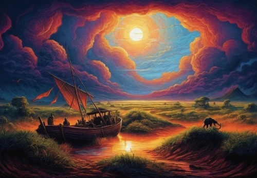 fantasy landscape,fantasy picture,boat landscape,fantasy art,pirate ship,sea landscape,dune sea,world digital painting,3d fantasy,an island far away landscape,scarlet sail,sea fantasy,oil painting on canvas,dutch landscape,shipwreck,dune landscape,landscape background,dreamscape,horizon,coastal landscape,Illustration,Realistic Fantasy,Realistic Fantasy 25