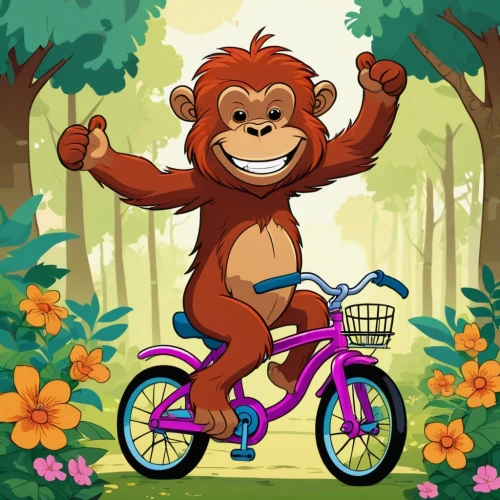 monkey gang,barbary monkey,orang,orang utan,monkeying,macaco,monkey,monkeys band,the monkey,monke,monkee,orangutan,barbary ape,monkeywrench,primate,lutung,cycling,ape,my clipart,biking,Illustration,Children,Children 04