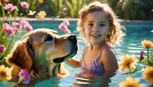 girl with dog,dog in the water,boy and dog,girl and boy outdoor,retriever,children's background,cute puppy,beautiful girl with flowers,underwater background,little boy and girl,dog pure-breed,dog photography,golden retriever,girl in flowers,dog breed,love for animals,labrador retriever,pippi,honden,swimming pool,Photography,Artistic Photography,Artistic Photography 01