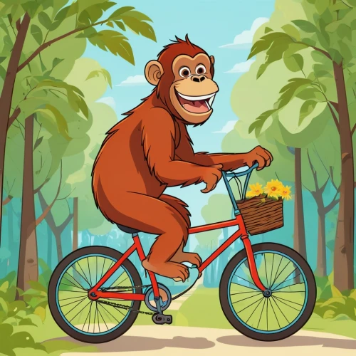 monke,monkeying,orang utan,monkey gang,monkey banana,orang,barbary monkey,monkey,macaco,biking,monkeywrench,the monkey,orangutan,bicycling,monkeys band,cycling,primate,bicyclist,bicycle riding,barbary ape,Illustration,Children,Children 04