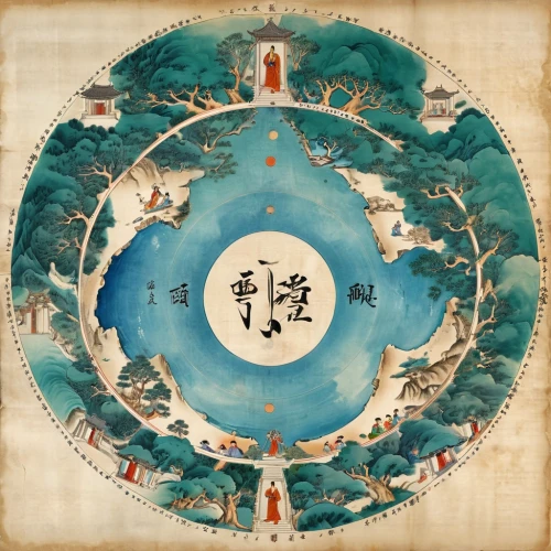 dharma wheel,hanxiong,qingxi,taoist,rongfeng,xiangqi,xiaogong,taoism,wuhuan,qingnian,xiali,xuanhua,xuanwu,xuanxu,amitabha,xiuquan,yi sun sin,oriental painting,baohua,epoxi,Unique,Design,Blueprint