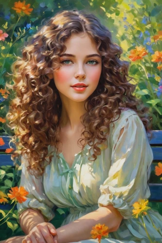 girl in flowers,girl in the garden,young girl,beautiful girl with flowers,girl picking flowers,young woman,portrait of a girl,romantic portrait,celtic woman,oil painting,mystical portrait of a girl,oil painting on canvas,flower painting,floricienta,pittura,demelza,rosalinda,young lady,splendor of flowers,principessa,Conceptual Art,Oil color,Oil Color 10