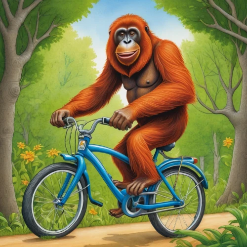 orang,orang utan,orangutan,monkey gang,monkeying,monke,bicyclist,ape,macaco,cycling,the monkey,monkey banana,biking,monkeywrench,monkey,bicicleta,bicycling,bike rider,prosimian,gorilla,Illustration,Children,Children 03
