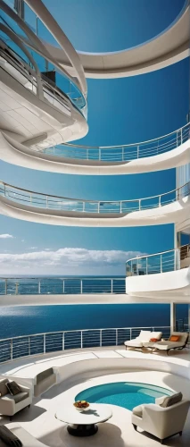 penthouses,cruise ship,yacht exterior,balconies,superyachts,malaparte,cruises,futuristic architecture,infinity swimming pool,on a yacht,riviera,balconied,cruiseliner,seabourn,superyacht,fincantieri,block balcony,skywalks,costa concordia,yachts,Photography,Documentary Photography,Documentary Photography 15