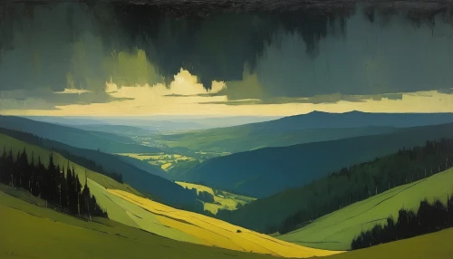 northern black forest,black forest,mountain landscape,alpine landscape,high landscape,mountainous landscape,valley,mountain valleys,salt meadow landscape,mountainside,mountain valley,mountainsides,canyon,canyons,mountain scene,landscape background,yellow mountains,rolling hills,mountains,overpainting,Conceptual Art,Oil color,Oil Color 12