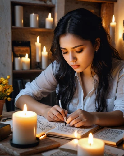 girl studying,candlelit,calligrapher,to write,learn to write,tutor,candlemaker,write,calligraphers,romantic look,writer,love letter,write to,paleographer,writing about,candlelight,write down,candlelights,correspondence courses,naina,Photography,General,Natural