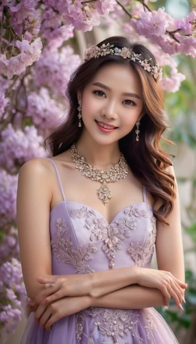 beautiful girl with flowers,lilac blossom,spring background,pink cherry blossom,japanese sakura background,flower background,springtime background,spring leaf background,the cherry blossoms,peach blossom,cherry blossom,apricot blossom,cherry blossoms,fairy queen,spring blossom,oriental princess,fairy tale character,plum blossom,spring crown,miss vietnam,Photography,General,Natural