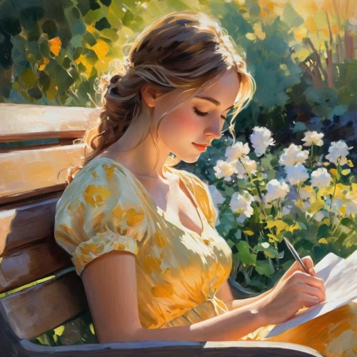 girl studying,flower painting,little girl reading,blonde woman reading a newspaper,reading,donsky,girl in the garden,girl drawing,girl in flowers,lectura,readers,romantic portrait,dmitriev,art painting,relaxing reading,oil painting,study,italian painter,relaxed young girl,llibre,Conceptual Art,Oil color,Oil Color 10
