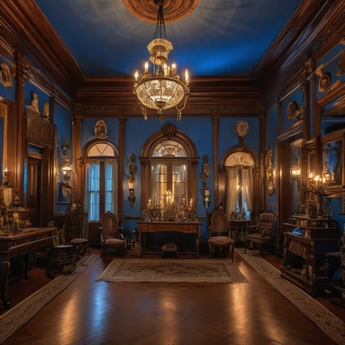 ornate room,victorian room,blue room,driehaus,royal interior,opulently,ballroom,pinacoteca,entrance hall,wade rooms,ballrooms,foyer,peles castle,mauritshuis,parlor,opulence,palatial,anteroom,opulent,dining room,Photography,General,Realistic