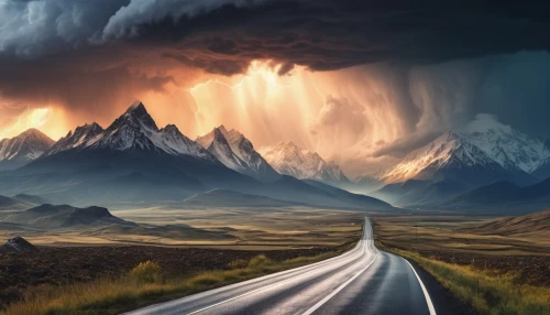 mountain highway,fantasy landscape,mountain road,landscape mountains alps,landscapes beautiful,giant mountains,mountainous landscape,road of the impossible,beautiful landscape,mountain landscape,the landscape of the mountains,mountain range,the road,mountain ranges,journeys,high mountains,long road,volcanic landscape,mountains,dramatic sky,Photography,General,Realistic