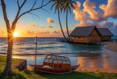 french polynesia,old wooden boat at sunrise,cook islands,caribbean,micronesia,floating huts,maldive islands,maldive,belize,caribbean beach,caribbean sea,boat landscape,the caribbean,south pacific,beach landscape,fiji,southern island,curacao,landscape background,tahiti,Photography,General,Realistic