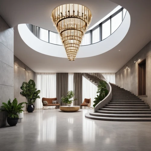 luxury home interior,lobby,interior modern design,foyer,circular staircase,penthouses,entrance hall,hotel lobby,contemporary decor,staircase,modern decor,interior design,atriums,cochere,interior decoration,winding staircase,outside staircase,interior decor,luxury hotel,atrium,Photography,General,Realistic
