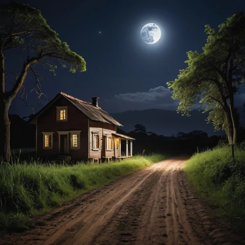 lonely house,home landscape,houses clipart,moonlit night,night scene,house silhouette,dreamhouse,beautiful home,country house,country cottage,abandoned house,moonlighted,little house,the threshold of the house,night image,wooden house,small house,home house,ancient house,farmhouse,Photography,General,Realistic