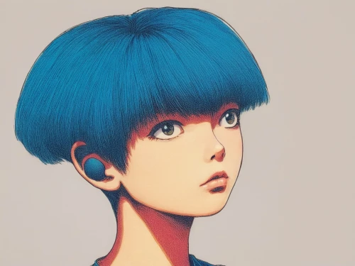 kula,saiko,bulma,blu,blue hair,rei ayanami,soejima,rei,tsukiyama,motoko,yusuke,bleu,pompadour,hoshihananomia,matsuno,nanami,kaito,ikkoku,bayumi,marinette,Illustration,Japanese style,Japanese Style 11