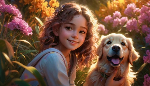 girl with dog,liesel,girl in flowers,arrietty,marnie,floricienta,labradoodle,golden retriever,beautiful girl with flowers,annie,children's background,boy and dog,aerith,shih tzu,havanese,romantic portrait,eilonwy,dog illustration,retriever,companion dog,Photography,Artistic Photography,Artistic Photography 08