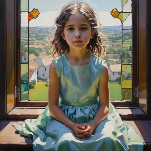 photorealist,heatherley,girl in the garden,little girl in wind,portrait of a girl,girl portrait,young girl,principessa,a girl in a dress,gekas,little girl in pink dress,mystical portrait of a girl,girl in a long dress,the little girl,girl on the stairs,world digital painting,digital painting,girl with bread-and-butter,oil painting,child's frame,Illustration,Realistic Fantasy,Realistic Fantasy 28