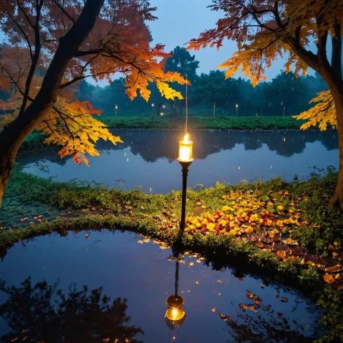 illuminated lantern,autumn in japan,japanese lantern,japan garden,light of autumn,japanese lamp,autumn scenery,evening lake,autumn park,beautiful japan,lamplight,oriental lantern,japanese garden,autumn in the park,japanese garden ornament,round autumn frame,the autumn,hanging lantern,garden pond,autumn decoration,Illustration,Retro,Retro 02