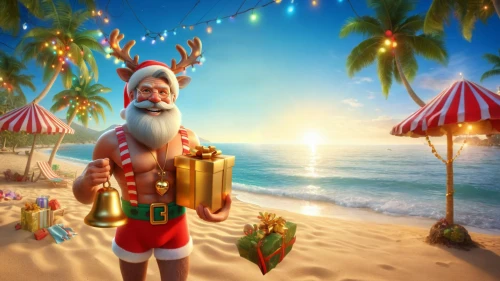 santa claus at beach,christmas on beach,christmas island,christmas background,christmasbackground,st claus,christmas wallpaper,travelocity,saint nicholas,elfed,saint nicholas' day,santa claus with reindeer,natal,holidaymaker,father christmas,roelf,claus,christmas greeting,lutin,yuletide