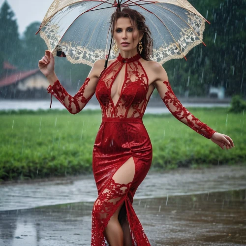 flamenca,edyta,umbrella,qipao,nicodemou,flamenco,biljana,in the rain,asian umbrella,tatjana,rainaldi,red rose in rain,pironkova,cheongsam,man in red dress,red gown,vermelho,menounos,lady in red,albanian,Photography,General,Realistic