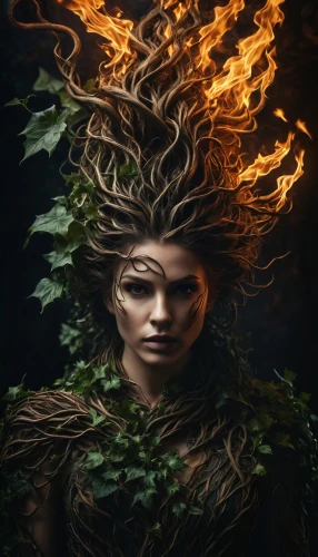 dryad,beltane,burning hair,kupala,dryads,fire siren,fire dancer,burning bush,the enchantress,diwata,fantasy portrait,enchantress,fire background,flame spirit,seelie,fire artist,niobe,elemental,mystical portrait of a girl,druidic,Photography,General,Fantasy