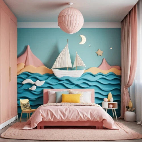 kids room,children's bedroom,baby room,the little girl's room,children's room,boy's room picture,nursery decoration,pastel colors,mermaid background,sleeping room,wallcoverings,wall decoration,fromental,bedrooms,opaline,pastels,headboards,wall decor,bedroom,pastel wallpaper,Photography,General,Realistic