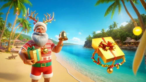 santa claus at beach,christmas on beach,christmasbackground,christmas background,santa claus with reindeer,elfed,santaji,travelocity,roelf,north pole,christmas island,santa claus,christmas santa,st claus,santaland,elf,ho ho ho,claus,santa,elfving