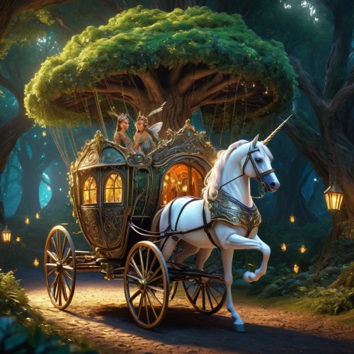fantasy picture,wooden carriage,horse carriage,horse-drawn carriage,carriage,fantasy art,carousel horse,horse drawn,horse and cart,fairy tale,carriage ride,horse drawn carriage,magical adventure,elves flight,fairy tale icons,cart of apples,bremen town musicians,horse-drawn vehicle,enchanted forest,a fairy tale,Conceptual Art,Oil color,Oil Color 07