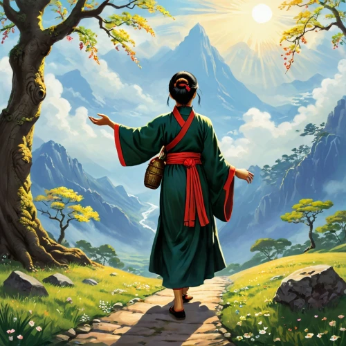 laozi,indian monk,monk,zacchaeus,bodhidharma,adonijah,ghadir,guruji,rajneeshpuram,the mystical path,muktananda,sambhaji,saibaba,rashidi,zhuangzi,hajj,mahdi,zaccheus,khawajah,sandokan,Illustration,Japanese style,Japanese Style 21