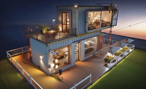 sky apartment,penthouses,electrohome,cube stilt houses,3d rendering,houseboat,sky space concept,inverted cottage,skyloft,smart home,deckhouse,cubic house,dreamhouse,shipping container,block balcony,smart house,stilt house,homebuilding,shipping containers,balconied,Photography,General,Realistic