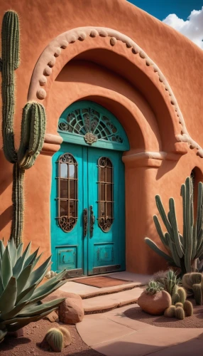 puertas,hacienda,cacti,superadobe,desert landscape,tuscon,casa,world digital painting,sonoran,desert desert landscape,xeriscaping,cactuses,doorways,mexican painter,casitas,arches,flowerful desert,archways,desert,lacosta,Illustration,Paper based,Paper Based 21