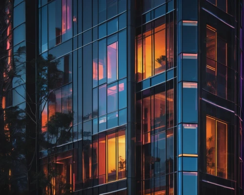 glass facades,glass facade,glass building,windowpanes,apartment block,row of windows,apartment building,office buildings,escala,apartments,windows,condos,opaque panes,bulding,apartment blocks,an apartment,glass wall,colored lights,contemporary,hypermodern,Photography,Artistic Photography,Artistic Photography 02