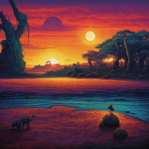 fantasy landscape,alien planet,fantasy picture,futuristic landscape,alien world,desert landscape,an island far away landscape,lunar landscape,mushroom landscape,desert desert landscape,world digital painting,terraformer,desert planet,beach landscape,landscape background,volcanic landscape,dune landscape,desert,dusk background,planet alien sky,Illustration,Realistic Fantasy,Realistic Fantasy 25