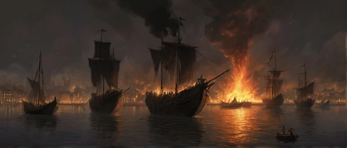fireships,naval battle,caravel,fireship,lake of fire,burned pier,the conflagration,hellespont,merchantmen,gaspee,charterers,galleon,burning torch,gotheborg,piracies,ironsides,clanranald,jamestown,enflaming,fantasy picture