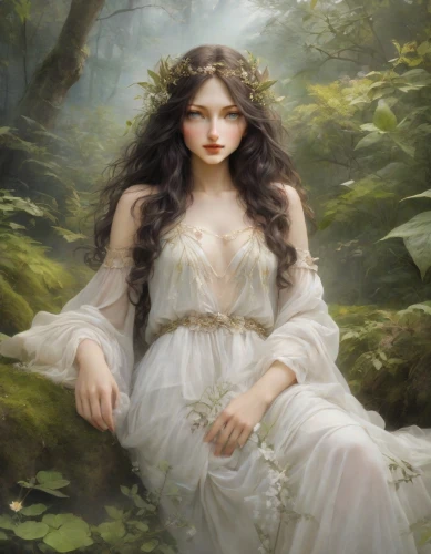 faery,faerie,mystical portrait of a girl,dryad,persephone,the enchantress,ophelia,dryads,elenore,lorien,nimue,enchantress,druidry,peignoir,melusine,fantasy portrait,fairy queen,behenna,ariadne,melian,Photography,Realistic