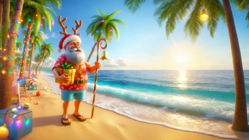 santa claus at beach,christmas on beach,christmasbackground,christmas background,christmas island,christmas wallpaper,santaland,luau,travelocity,beach background,north pole,knitted christmas background,3d background,delight island,margaritaville,st claus,holiday complex,hinga,feliz navidad,santaji