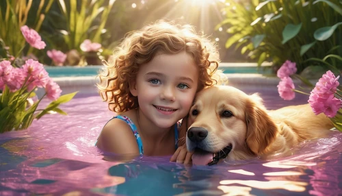 girl with dog,dog in the water,boy and dog,retriever,golden retriever,children's background,labradoodle,dog pure-breed,image manipulation,image editing,dog breed,photoshop manipulation,dog photography,golden retriver,cute puppy,honden,labrador retriever,floricienta,3d background,girl and boy outdoor,Photography,Artistic Photography,Artistic Photography 01