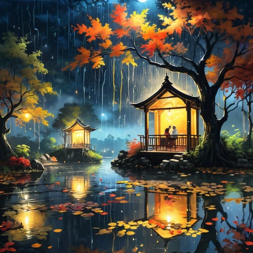 autumn background,autumn scenery,lanterns,autumn landscape,landscape background,golden pavilion,mid-autumn festival,the autumn,autumn songs,fantasy picture,fairy lanterns,autumn theme,oriental lantern,windows wallpaper,autumn idyll,wishing well,chuseok,the golden pavilion,home landscape,autumn,Conceptual Art,Graffiti Art,Graffiti Art 09