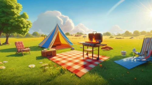 tearaway,picnic,picnicking,campsites,picnics,camping,camping tipi,picnicked,encampment,glamping,family picnic,campgrounds,camping tents,cartoon video game background,picnickers,thatgamecompany,camping equipment,campfires,picnic basket,barbecue area