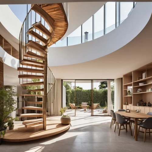 circular staircase,spiral staircase,winding staircase,interior modern design,spiral stairs,luxury home interior,wooden stairs,staircase,loft,staircases,outside staircase,modern kitchen interior,modern living room,wooden stair railing,lofts,modern kitchen,modern house,bookcases,sky apartment,interior design,Photography,General,Realistic
